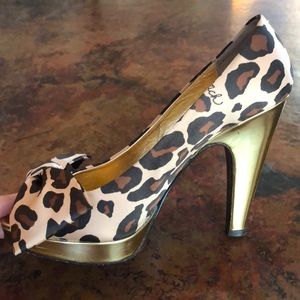 Coach leopard print open-toed pumps